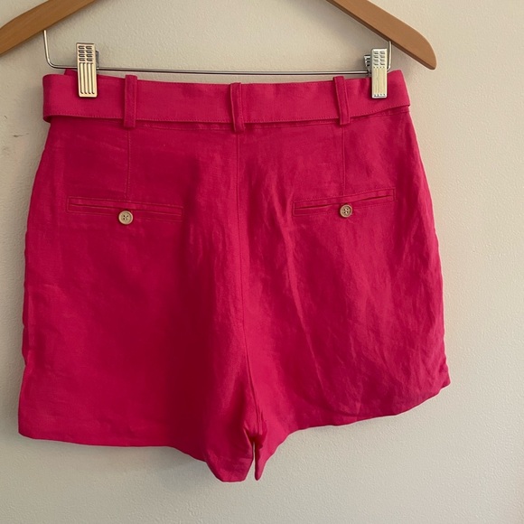 Solid & Striped Tailored Linen blend shorts Fushia size s belted - Picture 3 of 10